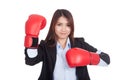 Young Asian businesswoman with boxing glove Royalty Free Stock Photo