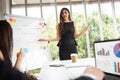 Young Asian businesswoman giving presentation in a meeting at th Royalty Free Stock Photo