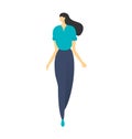 Young Asian businesswoman walking confident. Modern professional woman in smart casual attire, vector illustration