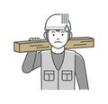 Young asian carpenter vector illustration | puzzled, confused