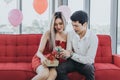 Young Asian couple celebrating new year together Royalty Free Stock Photo