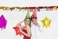 Young Asian couple celebrating new year together Royalty Free Stock Photo