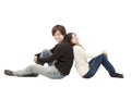 Young asian couple sitting together Royalty Free Stock Photo