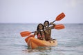 Young asian couple in their kayak Royalty Free Stock Photo