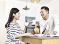 Young asian couple working from home Royalty Free Stock Photo