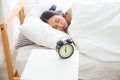 Young Asian cute teenage girl is sleeping on the bed Royalty Free Stock Photo