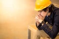 Young Asian engineer man feeling tried and stressed Royalty Free Stock Photo