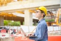 Young asian engineers are working on the construction site Royalty Free Stock Photo