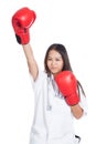 Young Asian female doctor win the fight Royalty Free Stock Photo