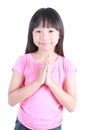 Young asian girl put her hands together and pray Royalty Free Stock Photo