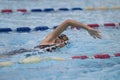 Young asian girl swimming freestyle Royalty Free Stock Photo