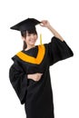 Young asian graduation woman is happy Royalty Free Stock Photo