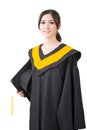 Young asian graduation woman in mantle Royalty Free Stock Photo