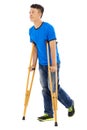 Young asian man on crutches. Royalty Free Stock Photo