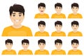 Young asian man expression set