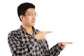 Young asian man pointing Royalty Free Stock Photo