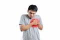 Young Asian man suffer from heart disease or heart attack Royalty Free Stock Photo