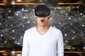 Young asian man with virtual reality goggles Royalty Free Stock Photo