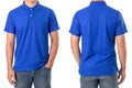 Young Asian man wear blank of blue polo t-shirt Royalty Free Stock Photo