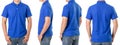 Young Asian man wear blank of blue polo t-shirt Royalty Free Stock Photo