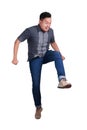 Man Stepping On to Forward. Jump Stomping On Something Royalty Free Stock Photo