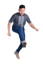 Man Stepping On to Forward. Jump Stomping On Something Royalty Free Stock Photo
