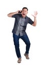 Young Man Yelling at His Phone, Angry Expression Royalty Free Stock Photo