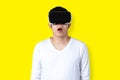 Young Asian Man Wearing Virtual Reality Glasses Royalty Free Stock Photo