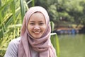 Young asian muslim woman in hijab with smiley face Royalty Free Stock Photo