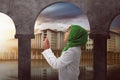 Young asian muslim woman praying to god Royalty Free Stock Photo