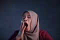 Young Muslim Woman Yawning Tired, Dizzy Expression