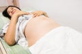 Young asian pregnant woman preparing herself for giving birth in hospital Royalty Free Stock Photo