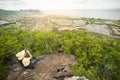 Young Asian traveler woman looking a binoculars. Royalty Free Stock Photo