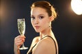 Young asian woman drinking champagne at party Royalty Free Stock Photo