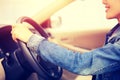 Young asian woman driver driving car Royalty Free Stock Photo