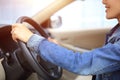 Young asian woman driver driving car Royalty Free Stock Photo