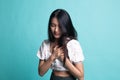 Young Asian woman got chest pain Royalty Free Stock Photo