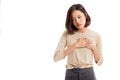 Young Asian woman got chest pain Royalty Free Stock Photo