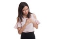 Young Asian woman got chest pain. Royalty Free Stock Photo