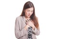 Young Asian woman got chest pain. Royalty Free Stock Photo