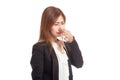 Young Asian woman holding her nose because of a bad smell Royalty Free Stock Photo