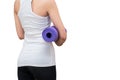 Young asian woman holding her yoga mat Royalty Free Stock Photo