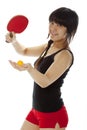 Young Asian woman palying ping-pong Royalty Free Stock Photo