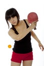 Young Asian woman palying ping-pong Royalty Free Stock Photo