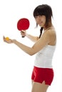 Young Asian woman with a ping-pong racket Royalty Free Stock Photo