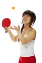 Young Asian woman with a ping-pong racket Royalty Free Stock Photo