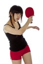 Young Asian woman with a ping-pong racket Royalty Free Stock Photo