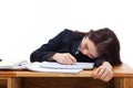 Young Asian woman sleeping on the desk. Royalty Free Stock Photo