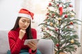 Asian Woman Spend Her Christmas Time Alone at Home