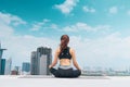 Young asian woman in sport wear doing sports outdoors Royalty Free Stock Photo